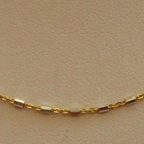 Italian Two Tone Solid18K Yellow/White Gold 18" Chain - Picture 3 of 5